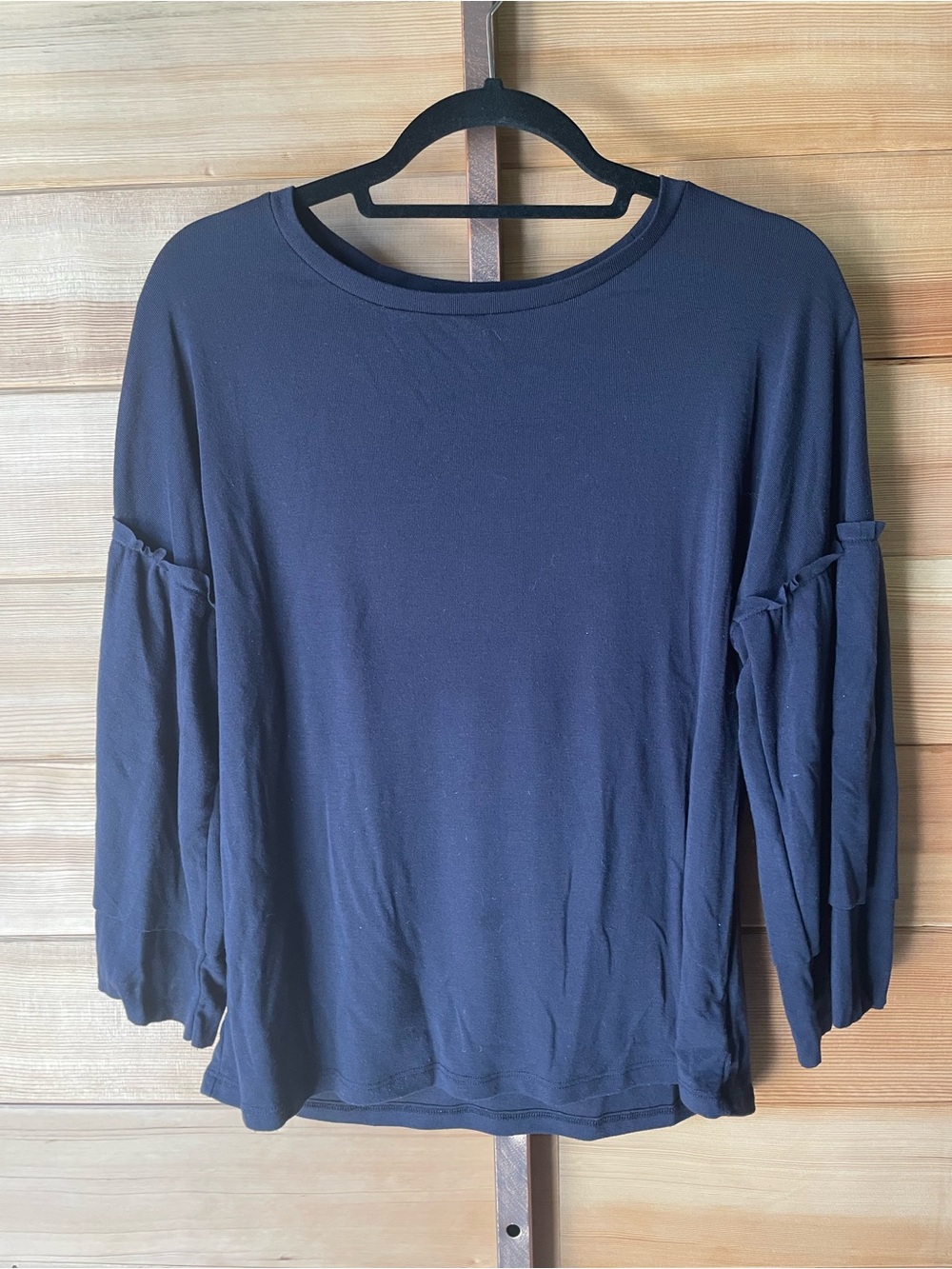 Sanctuary Layered Long Ruffle Sleeve Top Black Small